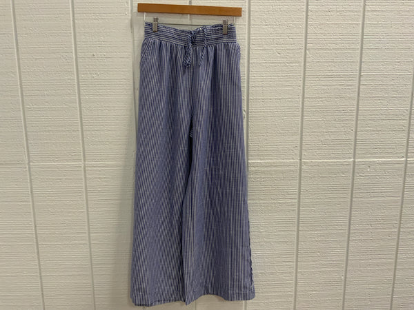 Umgee Plus Linen Blend Striped Wide Leg Pants.