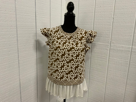 Voy Pleated Hem Printed Knit Top