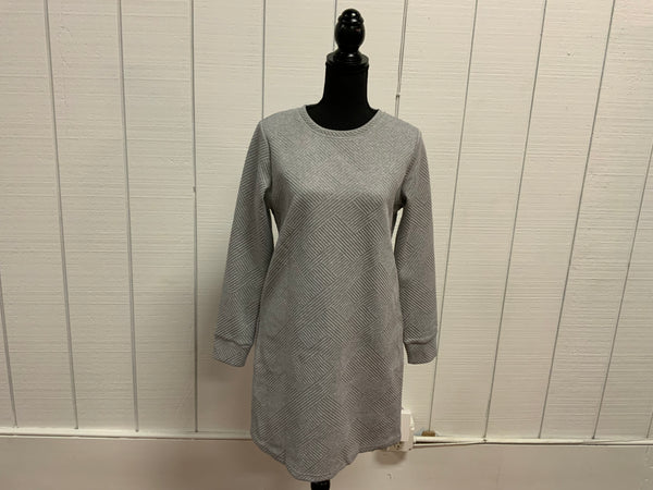 Love Soft Solid Color Textured Long Sleeve Dress W/Pockets