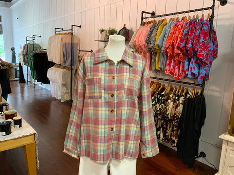 Love  Soft Long Sleeve Pocket Button Plaid Shirt