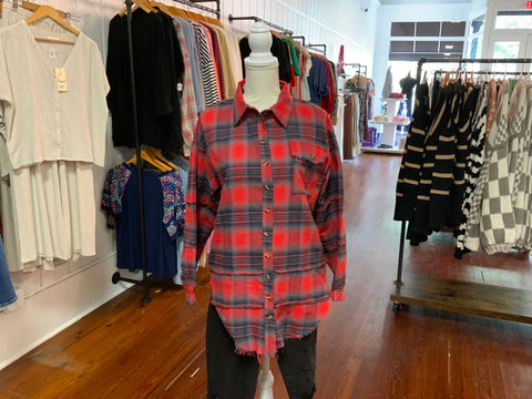 Faire Plaid Oversized Long Shirt
