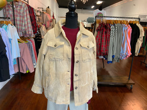 Love Tree Corduroy Button Up Jacket With Sherpa Inside