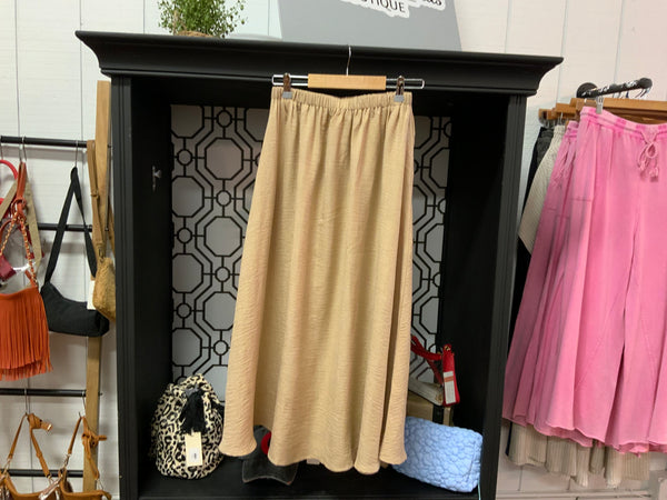 Blu Pepper High Elastic Waste Midi Skirt W/Pockets