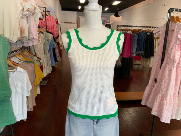 Fate Colorblock Scallop Edge Detail Tank Sweater Top