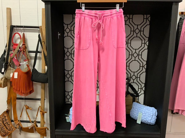 Easel Washed Terry Knit Pants With Drawstring