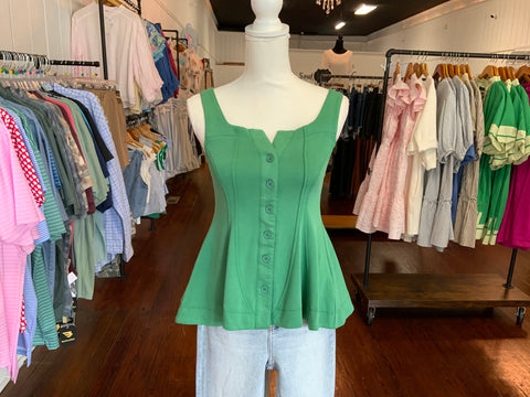 Umgee Fitted Button Front Corset Tank Top
