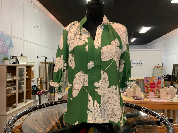 Umgee Peony Print High Neck Top