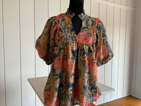 Umgee Plus Puff Sleeve Peasant Blouse
