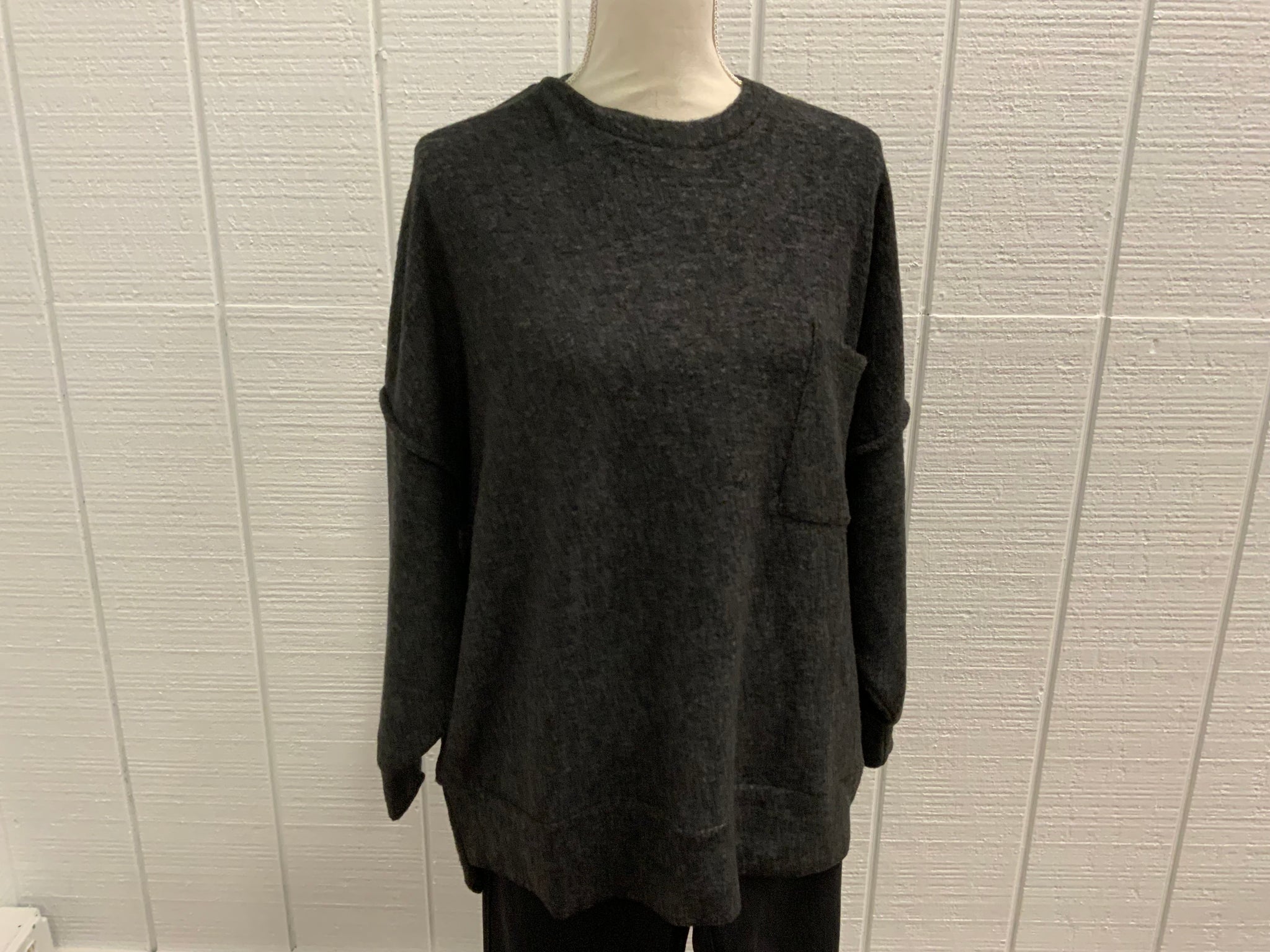 Zenana Brushed Melange Drop Shoulder Oversize Sweater