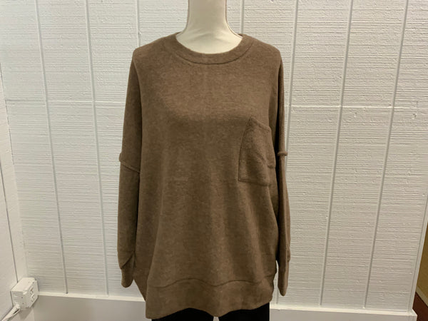 Zenana Plus Brushed Melange Drop Shoulder Sweater