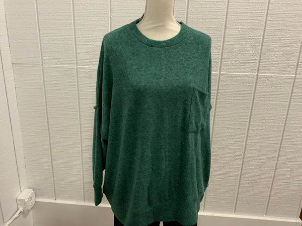 Zenana Plus Brushed Melange Drop Shoulder Sweater