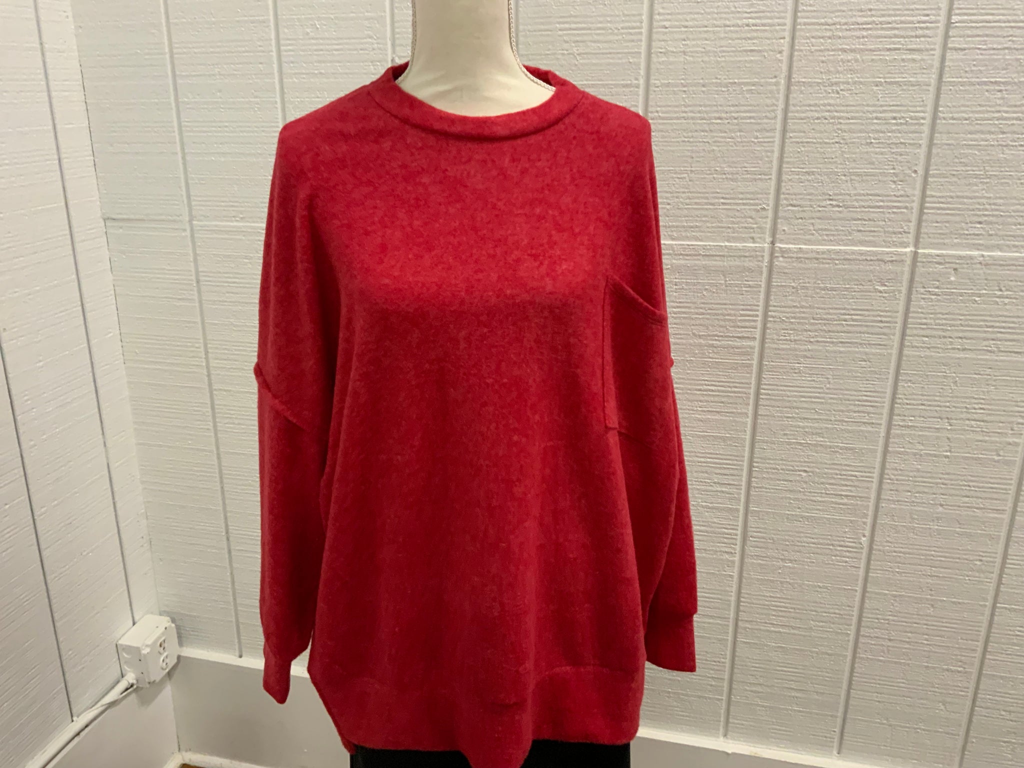 Zenana Plus Brushed Melange Drop Shoulder Sweater