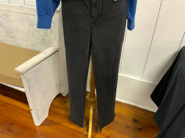 Zenana Acid Washed Frayed Cutoff Hem Straight Wide Leg Pants