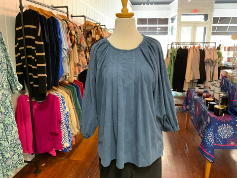 Umgee Corduroy Pleated Textured Fabric Soft Neck.