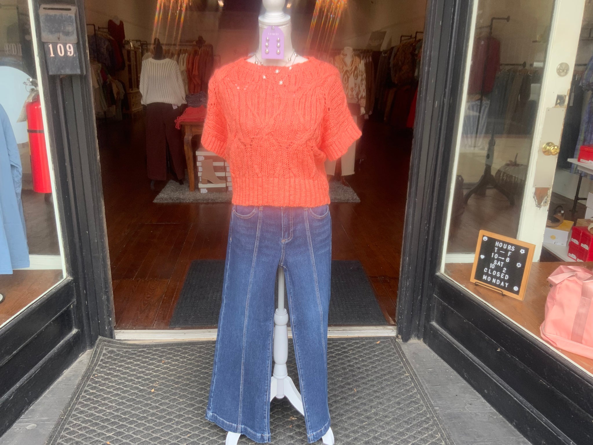 Risen Mid Rise Crop Wide Front Seamed Detailed Jeans