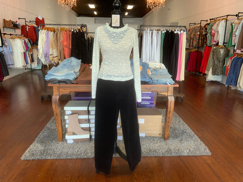 Mittoshop Corduroy Semi Wide Leg Elastic Waist Pants