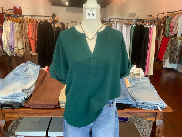 Mittoshop V-Neck Pleat Detail Front Dolman Blouse