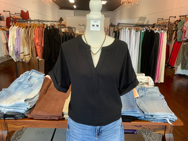 Mittoshop V-Neck Pleat Detail Front Dolman Blouse