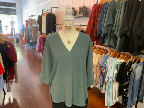 Mittoshop Airflow Placket Dolman Sleeve Woven Top Short Sleeve