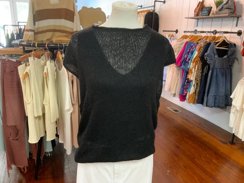 Mustard Seed High Neck Sleeveless Sweater Top