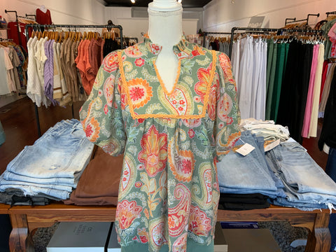 Umgee Mixed Paisley Fit Loose Top