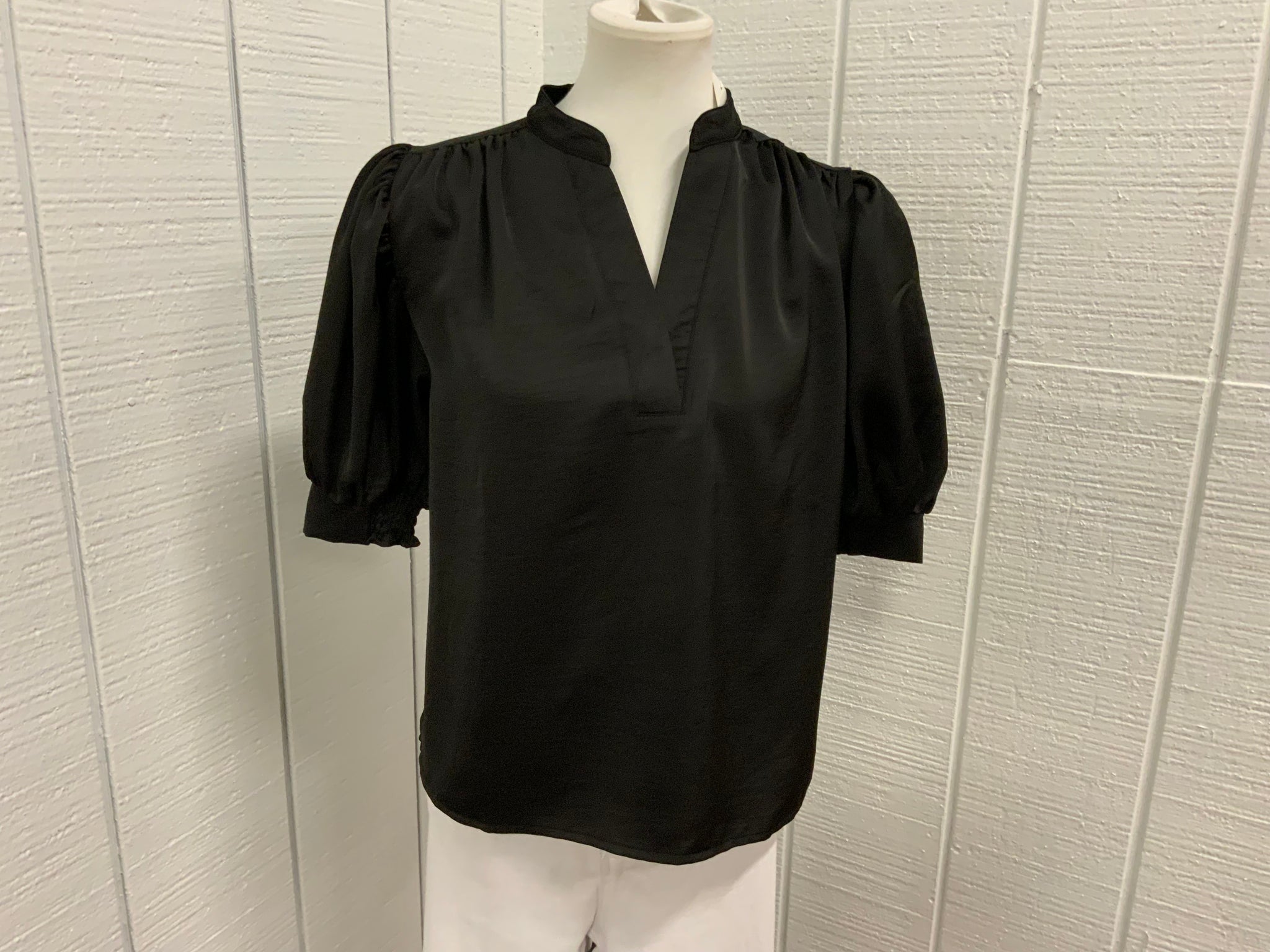 Glam V-Neck Puff Sleeve Silky Top