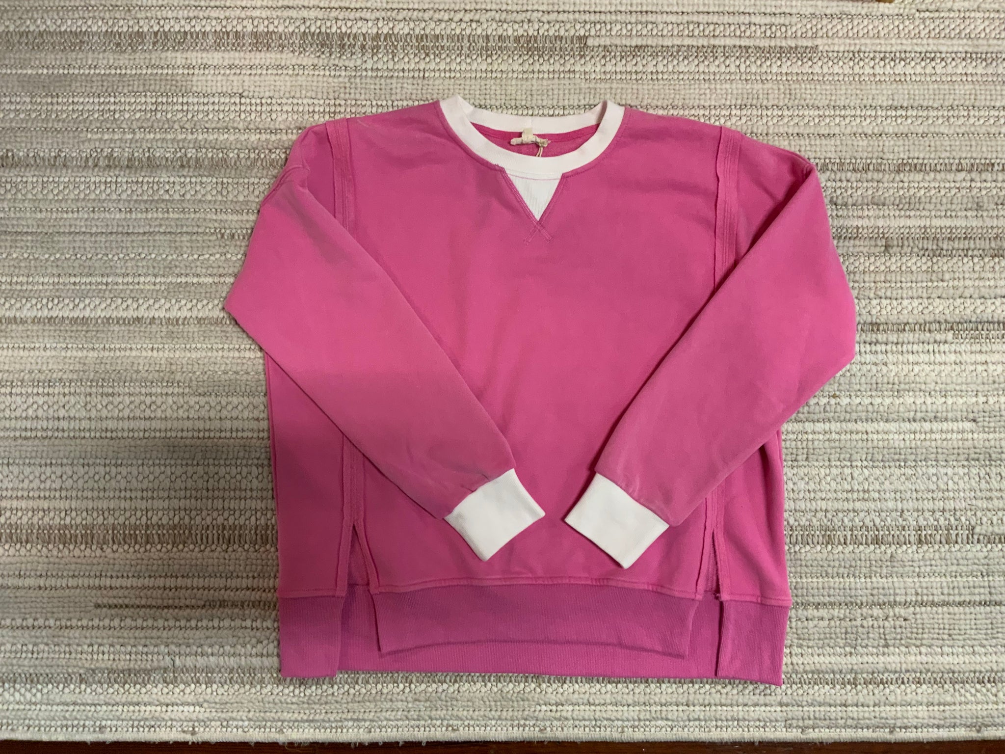 Hem & Thread Color Block Snow Wash Oversize Sweatshirt