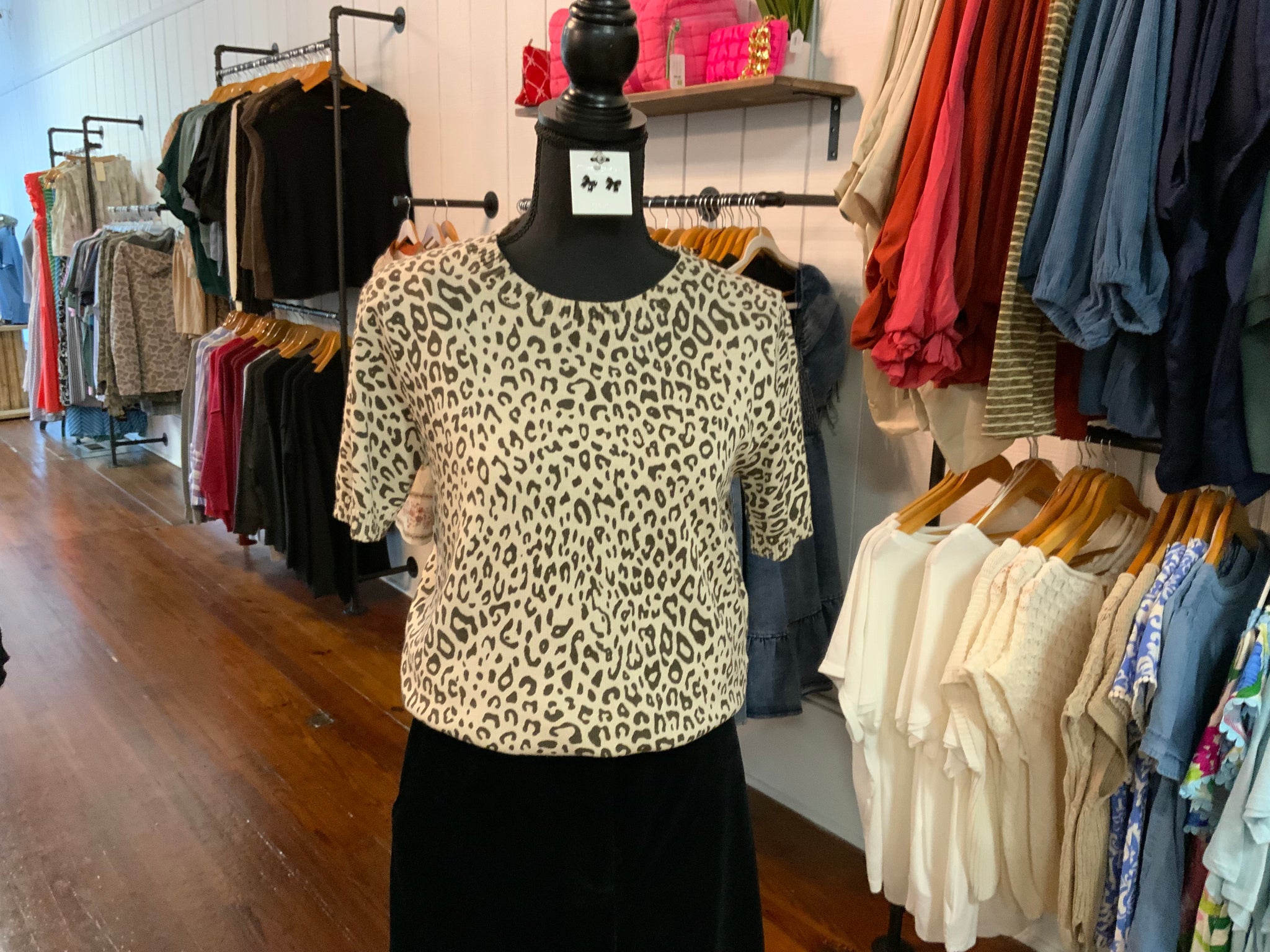 Fate Animal Print Short Sleeve Sweater