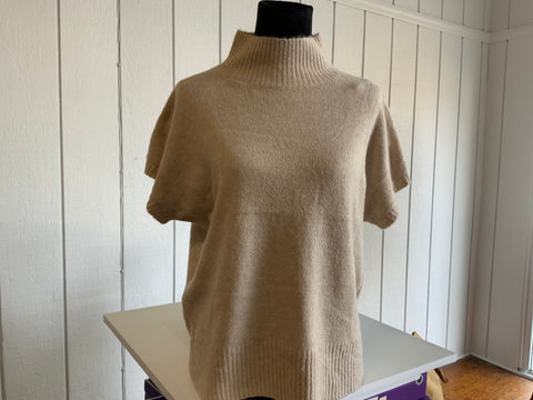 Staccato Mock Neck Extended Short Sleeve Solid Pullover Sweater