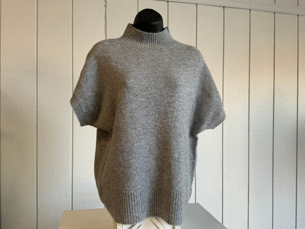 Staccato Mock Neck Extended Short Sleeve Solid Pullover Sweater