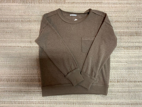 Staccato Wide Crew Neck Exposed Stitching Long Sleeve Knit Top