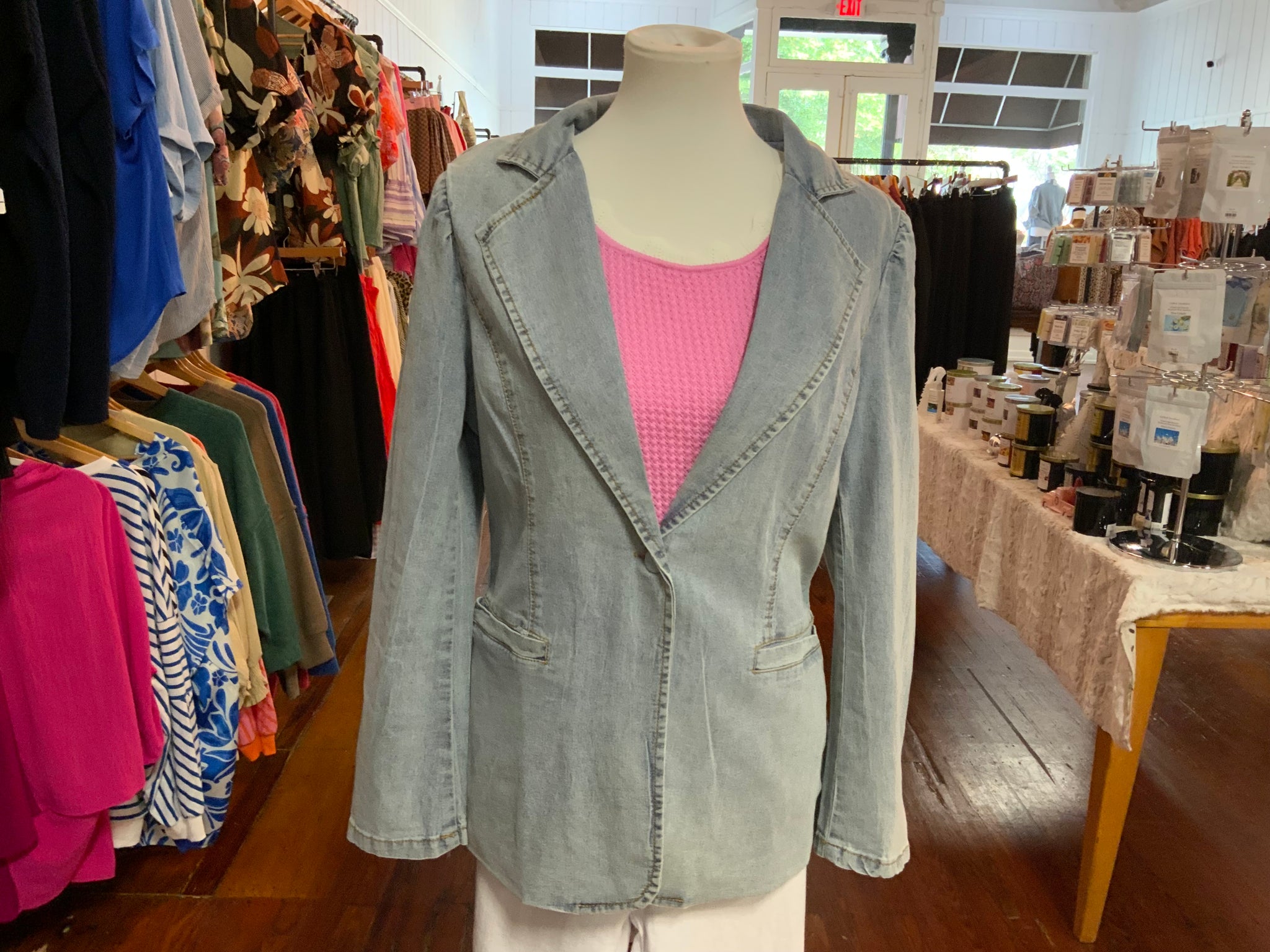 Noa Boa Single Breast Front Pocket Denim Blazer