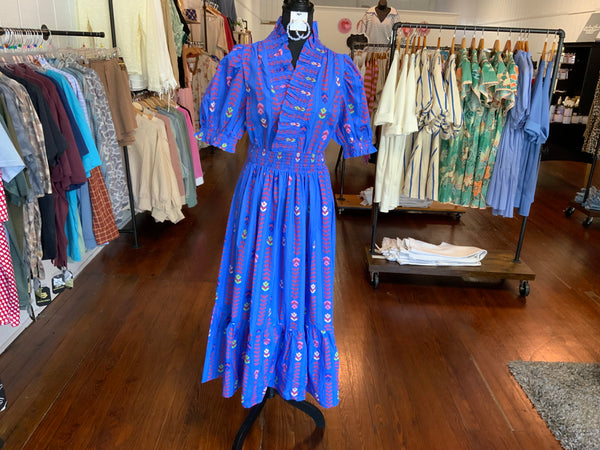 Umgee Vibrant Ruffle Smocked Midi Dress