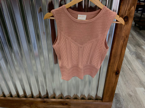 Allie Rose Short Sleeve Fine Gauge Pointelle Top